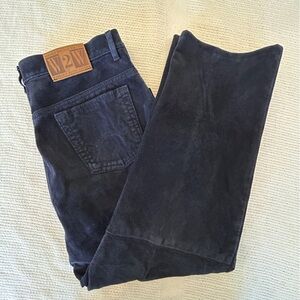 Vintage Wash 2 Wear W2W Mens Size 36 Suede Pants Machine Washable Navy Blue Pant